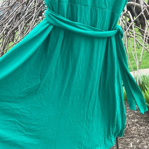 Nicole Miller v neck 3/4 sleeve belted maxi spring dress grass green size XL NWT - Picture 11 of 17